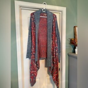 Lucky Brand Blue and Red Patterned Cardigan